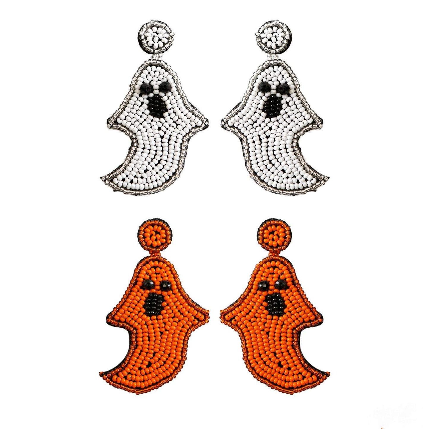 Handmade Woven Ghost Halloween Earrings