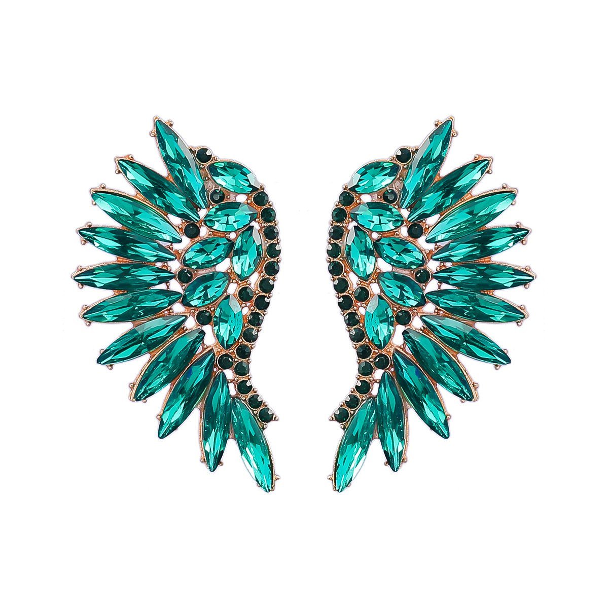 Women's Colorful Rhinestone Fan-shaped Wing Earrings