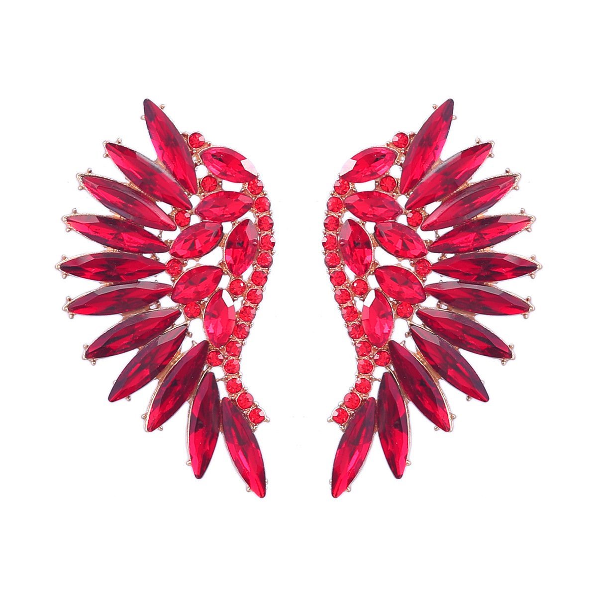 Women's Colorful Rhinestone Fan-shaped Wing Earrings