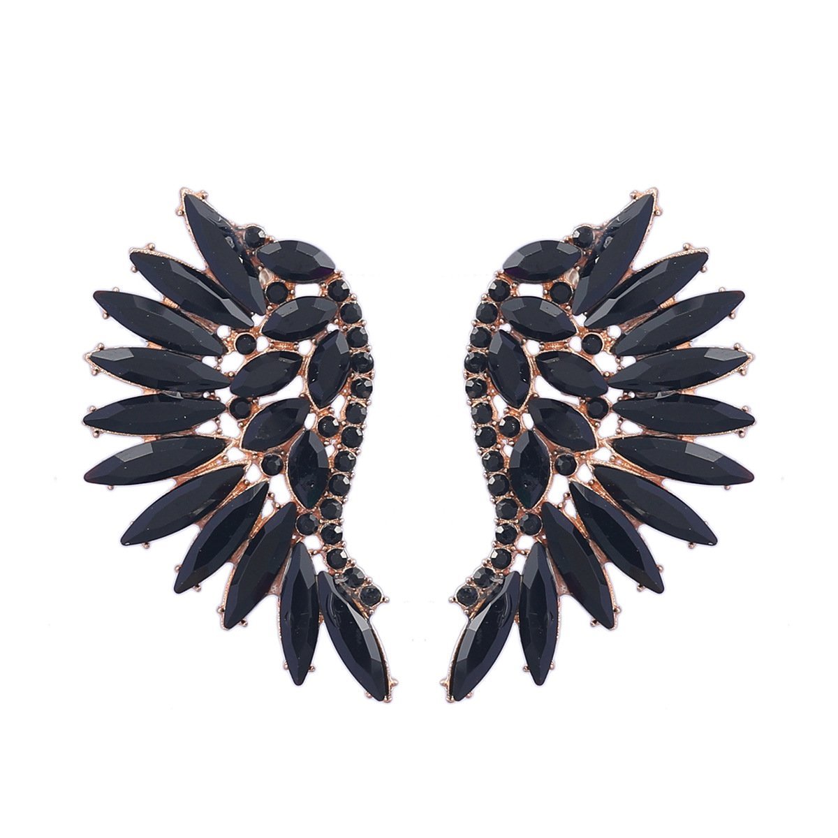 Women's Colorful Rhinestone Fan-shaped Wing Earrings
