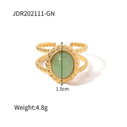 Retro Irregular Gems Do Not Fade Stainless Steel Open Ring